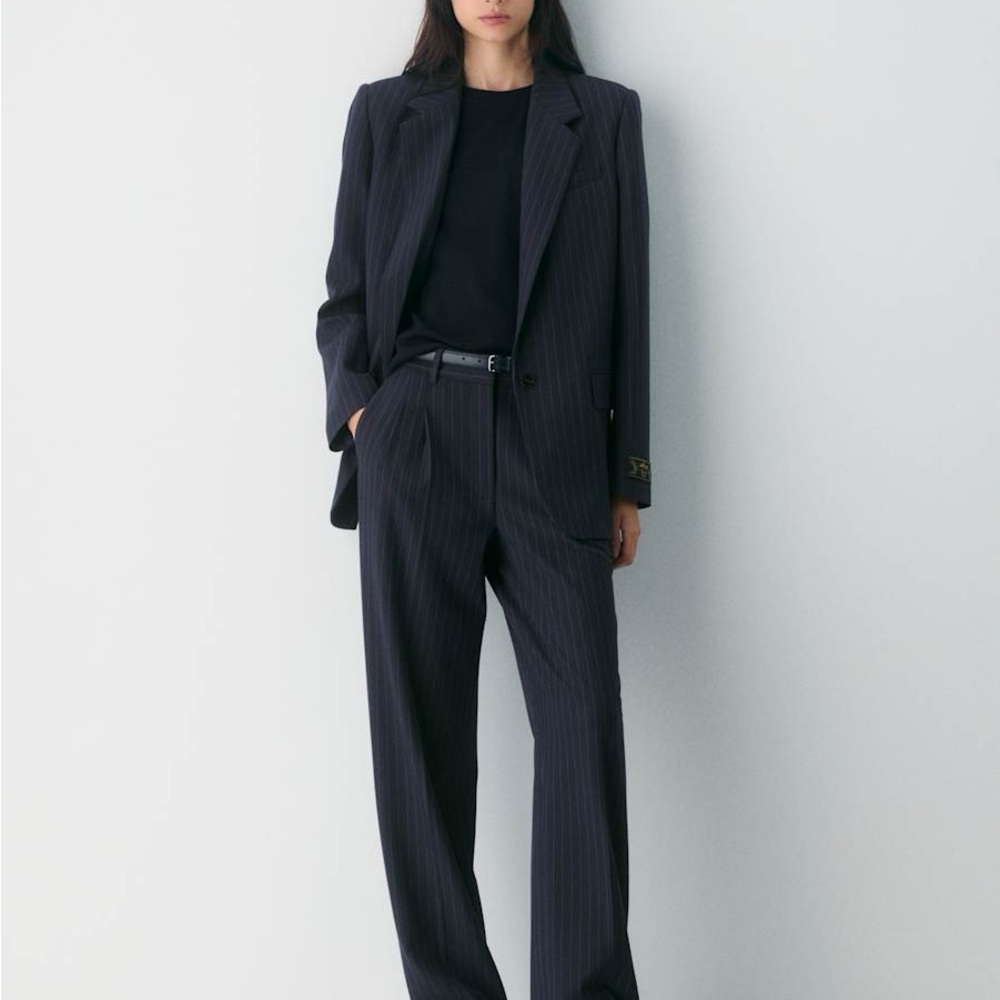 Emanuel Ungaro black pinstripe wool oversized blazer